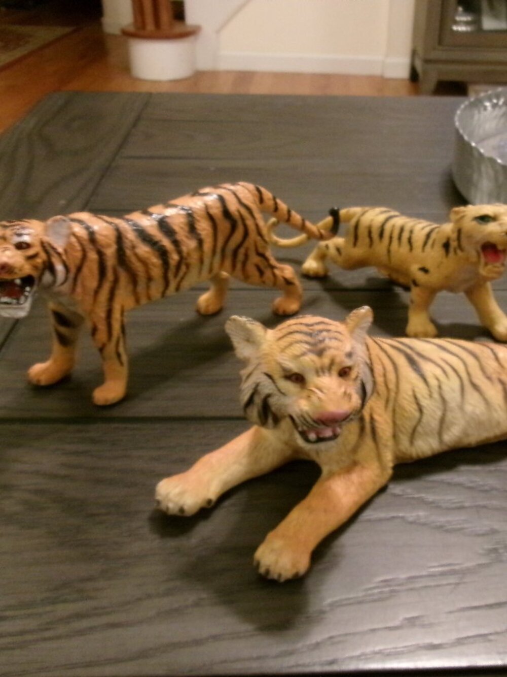 Tiger Figurines Wild Cat Wildlife Vintage Rubber 90s Bengal CE Colorful Lot of 3